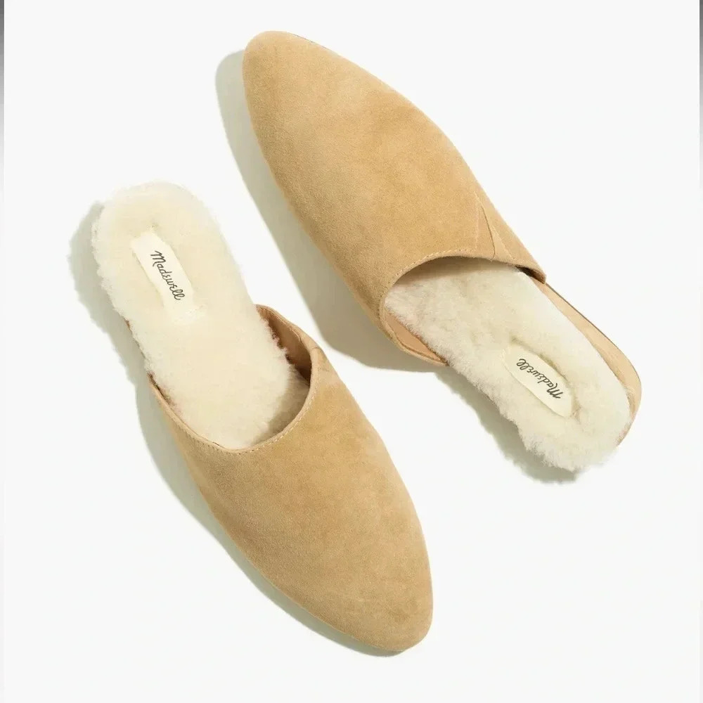 MADEWELL The Suede Kasey Mule in Faux Shearling - Picture 1 of 3